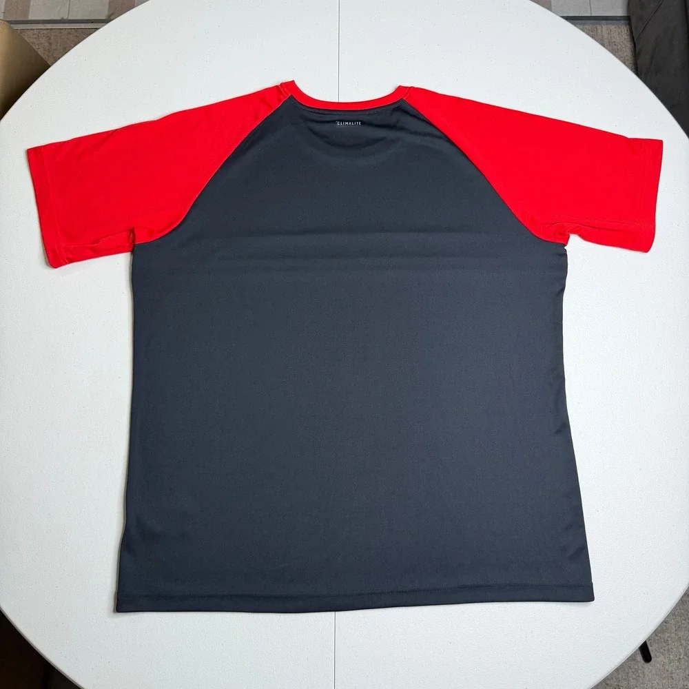 Adidas Mens XL Climalite Colorblock Performance T-Shirt Red Black White